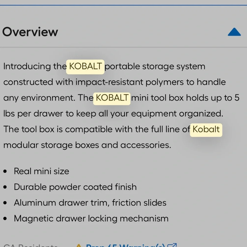Kobalt Mini 2 Drawer Toolbox Pink